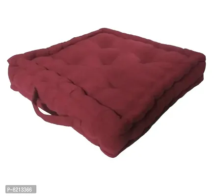 New Ladies Zone Cotton 40X40 cm/14x14-inch Floor Cushion -Maroon (1200 g Filling)-thumb3