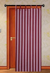 Maroon Striped Window Curtains Set of 3 pc 100% Cotton-thumb3