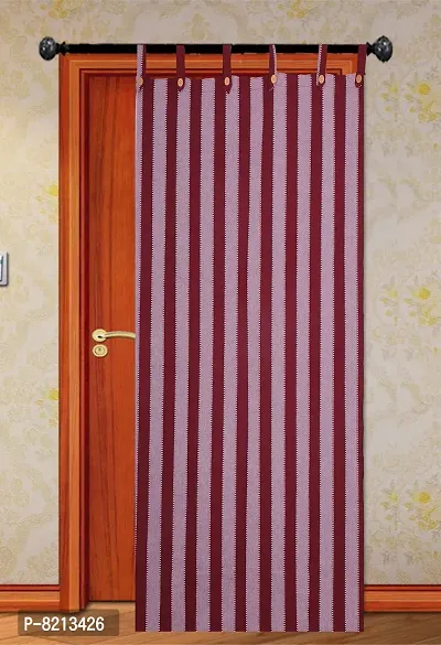 Maroon Striped Window Curtains Set of 3 pc 100% Cotton-thumb4