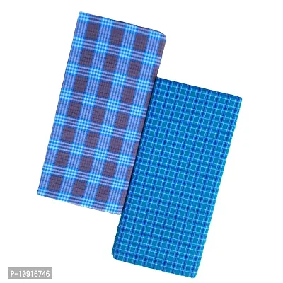 Stylish Fancy Cotton Checked 2Mtr Lungis Combo For Men Pack Of 2