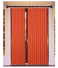 RED Stripe Loop Door Curtains Set of 2 pc-thumb3