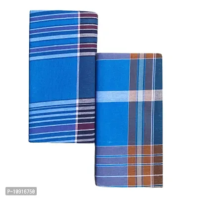 Stylish Fancy Cotton Checked 2Mtr Lungis Combo For Men Pack Of 2-thumb0