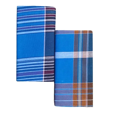 Stylish Fancy Cotton Checked 2Mtr Lungis Combo For Men Pack Of 2