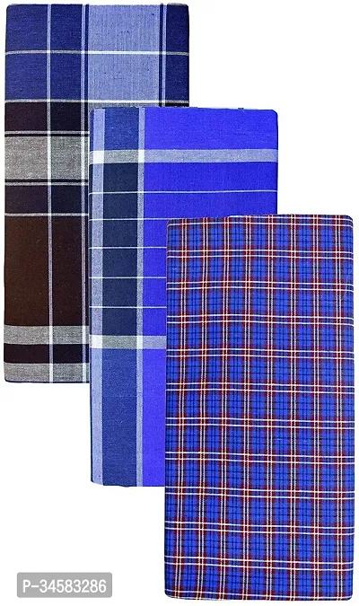 Elite Multicoloured Cotton Blend Checked Lungis For Men Pack Of 3-thumb0