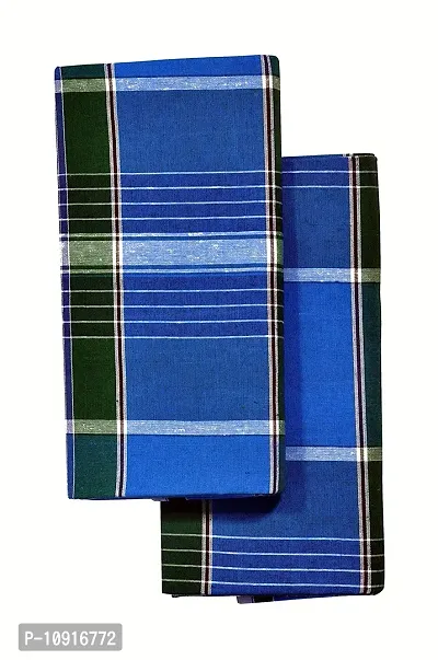 Stylish Fancy Cotton Checked 2Mtr Lungis Combo For Men Pack Of 2-thumb0