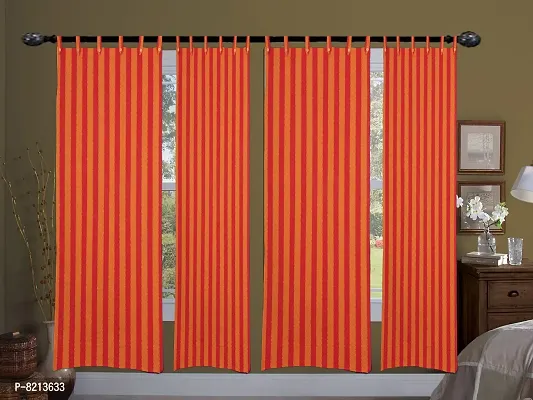 Red Strip Loop Door Curtain Set of 4PCS 100% Cotton