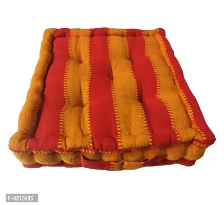 New Ladies Zone Striped Floor Cushion Pack of 1(40 cm X 40 cm, 16 x16 inch) 100% Cotton 1200 g Filling-thumb0
