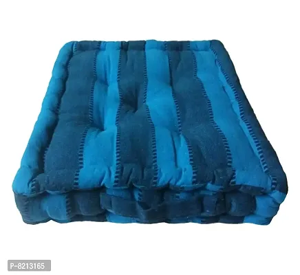 New Ladies Zone Striped Floor Cushion Pack of 1   (40 cm X 40 cm, 16 x 16 inch) 100% Cotton 1200 g Filling-thumb0