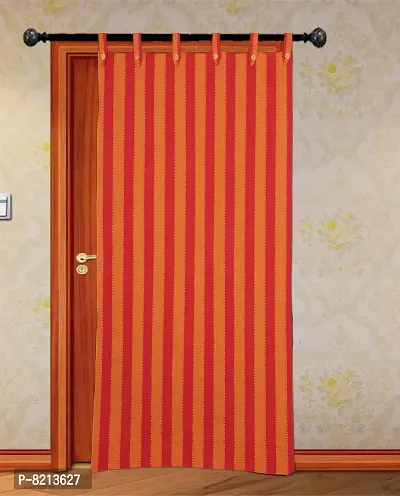 Red Strip Loop Door Curtain Set of 4 100% Cotton-thumb4