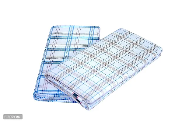 Stylish And Comfortable Cotton Checked Lungis Combo For Men Pack Of 2-thumb0