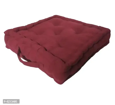 New Ladies Zone Cotton , Striped Floor Cushion (Maroon and Red, 40 cm X 40 cm, 16 x 16 inch, 1200 g Filling)-thumb2