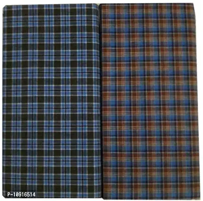 Stylish Fancy Cotton Checked 2Mtr Lungis Combo For Men Pack Of 2-thumb0