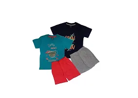 Fabulous Multicoloured Cotton  T-Shirts with Shorts For Boys-thumb1