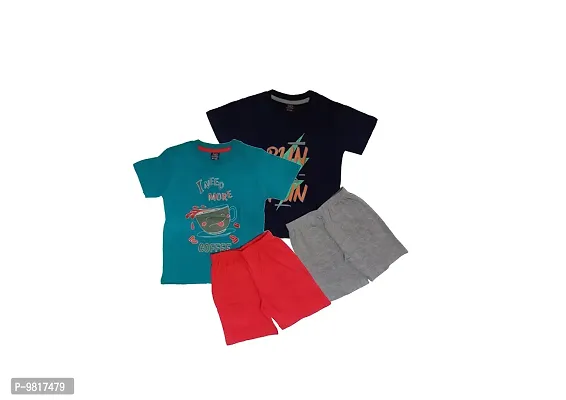 Fabulous Multicoloured Cotton  T-Shirts with Shorts For Boys-thumb2