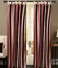 Maroon Striped Window Curtains Set of 3 pc 100% Cotton-thumb2