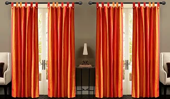 Red Strip Loop Door Curtain Set of 4PCS 100% Cotton-thumb1