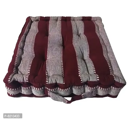 New Ladies Zone Striped Floor Cushion Pack of 1   (40 cm X 40 cm, 16 x 16 inch) 100% Cotton 1200 g Filling-thumb0