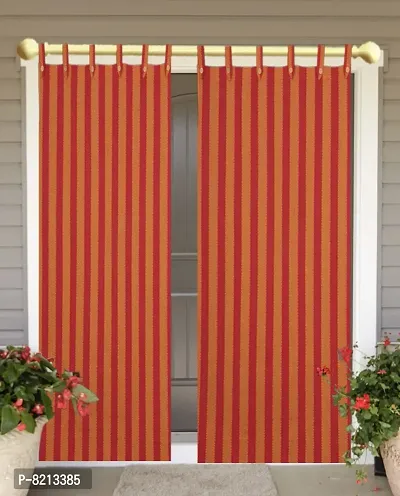 RED Strip Door Curtains Set of 2 100% Cotton