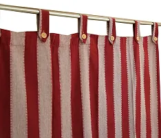 Maroon Stripe Loop Door Curtains Set of 2 pc-thumb2