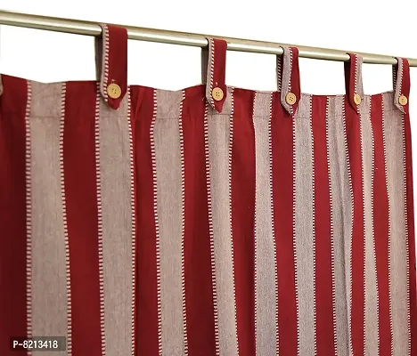 Maroon Stripe Loop Door Curtains Set of 2 pc-thumb3