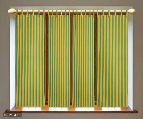 Green Strip Door Curtains Set of 2 pc 100% Cotton-thumb2