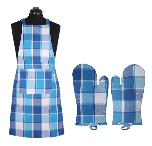 Kitchen Cotton Apron and Oven Glove Combo