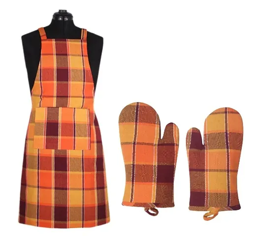 Cotton Apron with Oven Glove