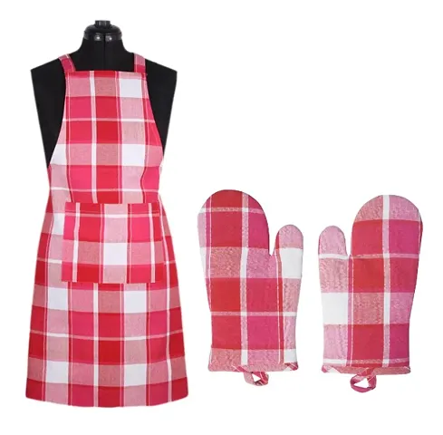 Kitchen Cotton Apron and Oven Glove Combo