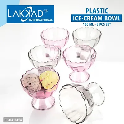 Plastic Glass Ice Cream Bowl Set of 6-thumb0