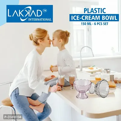 Plastic Glass Ice Cream Bowl Set of 6-thumb3