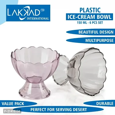 Plastic Glass Ice Cream Bowl Set of 6-thumb2