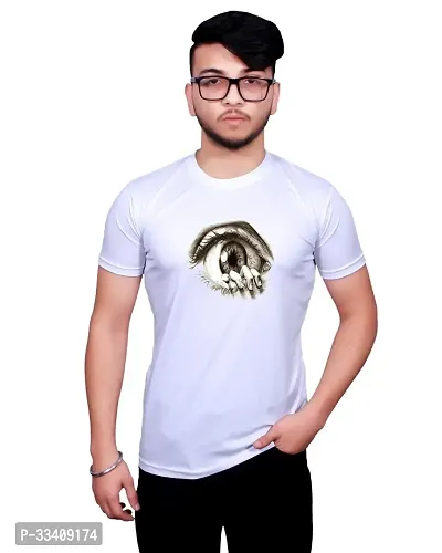 Stylish White Cotton Printed T-Shirt for Men-thumb0