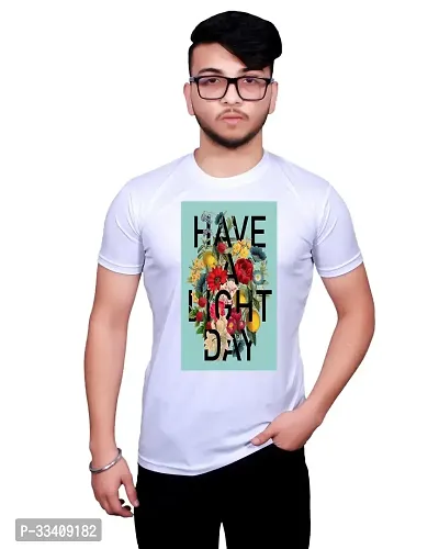 Stylish White Cotton Printed T-Shirt for Men-thumb0