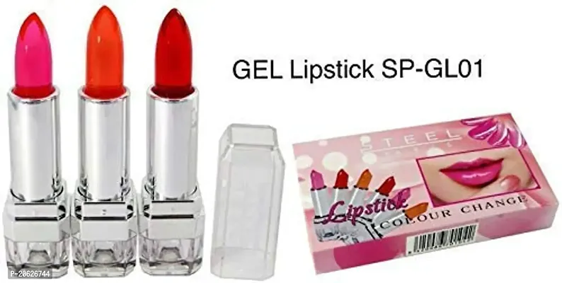 Steel Paris Colour Change Gel Lipstick 3 pcs, Shimmery Finish - Multicolor