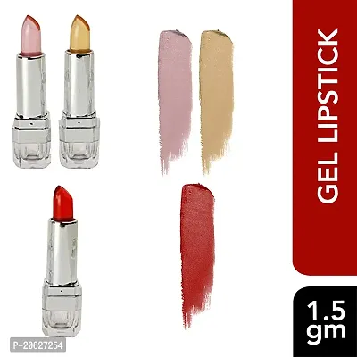 Steel 3 Pieces Paris Gel Lipstick, Glossy Finish - Multicolor-thumb2