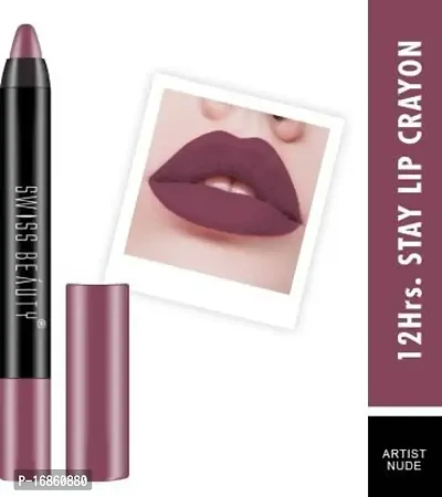 SWISS BEAUTY 12Hrs. Stay Matte Crayon Lipstick (SB-S18-19)  (Artist Nude, 3 g)-thumb0