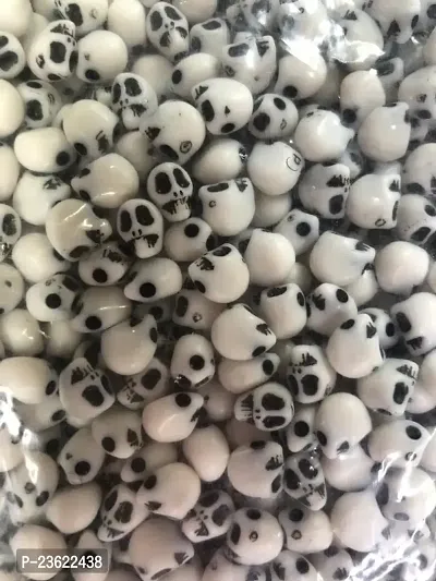 Skull Shape Loose Spacer Beads DIY Decorative Beads White Black 100 gm ( 300 Pcs Approx )-thumb0