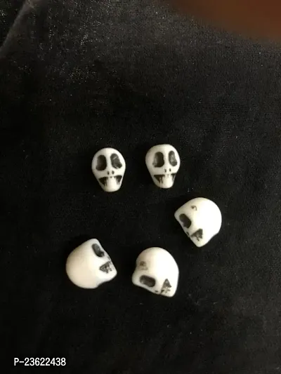 Skull Shape Loose Spacer Beads DIY Decorative Beads White Black 100 gm ( 300 Pcs Approx )-thumb2