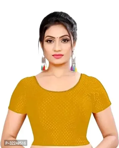 Reliable Yellow Chiffon Self Pattern Stitched Blouse For Women-thumb0