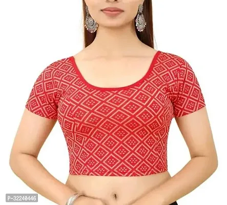 Reliable Red Chiffon Printed Stitched Blouse For Women-thumb0