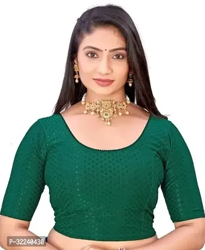 Reliable Green Chiffon Self Pattern Stitched Blouse For Women-thumb0