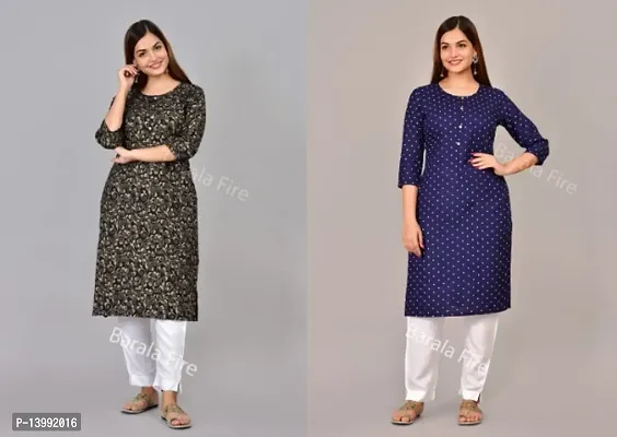 Trendy Women Cotton Kurta Pack of 2-thumb0