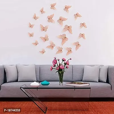 JAAMSO ROYALS Rose 3D Butterefly Self Adhesive Living Room Bedroom Kitchen Office D?cor Wall Sticker (Set of 12)-thumb4