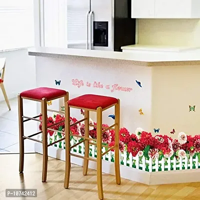 Jaamso Royals Red Chrysanthemum Flower Wallsticker Kitchen Waterproof Wallsticker(50 cm X 70 cm)-thumb4