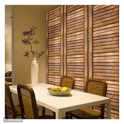 Jaamso Royals Brown Wooden Design Bedroom Hall Living Room Decor Peel and Stick Self Adhesive Wallpaper (200 cm X 45 cm)