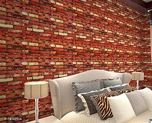 JAAMSO ROYALS Dark Red Brick Peel and Stick Self Adhesive Wallpaper ,Wall Sticker (1000 CM *45 CM)
