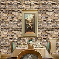 JAAMSO ROYALS Brown Color Stone BrickWallpaper - Self Adhesive, Waterproof for Home and Wall Decoration Wallpaper (45 cm x 1000 cm , PVC Vinyl)-thumb1