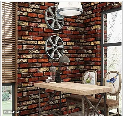 JAAMSO ROYALS Vintage Red and Maroon Brick Self Adhesive, Peel and Stick Wallpaper for Wall d?cor and Home d?cor (18"" x 394"" = 50 sq.ft)-thumb2