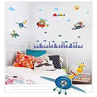 Jaamso Royals 'Animals Giraffe Bear Pilote and City ' Wall Sticker (50 CM X 70 CM)-thumb3