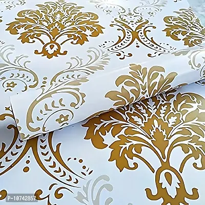 JAAMSO ROYALS Golden Damask Wallpaper Self Adhesive, Peel and Stick Wallpaper for Wall d?cor and Home d?cor (18"" x 118"")-thumb0